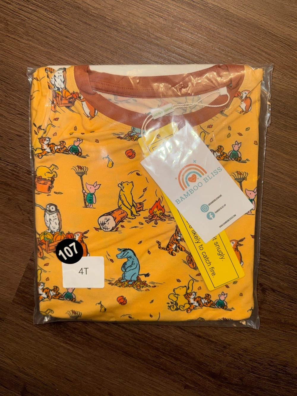 NIB Bamboo Bliss Winnie The Pooh Fall PJ Set (4T)